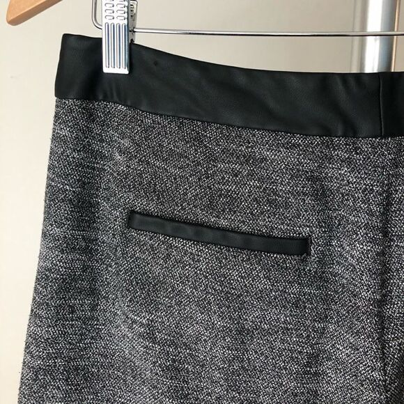 EXPRESS Editor Grey tweed faux leather trim pants Sz 6 - Picture 4 of 7